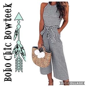 Adorable Sleeveless Striped Jumpsuit